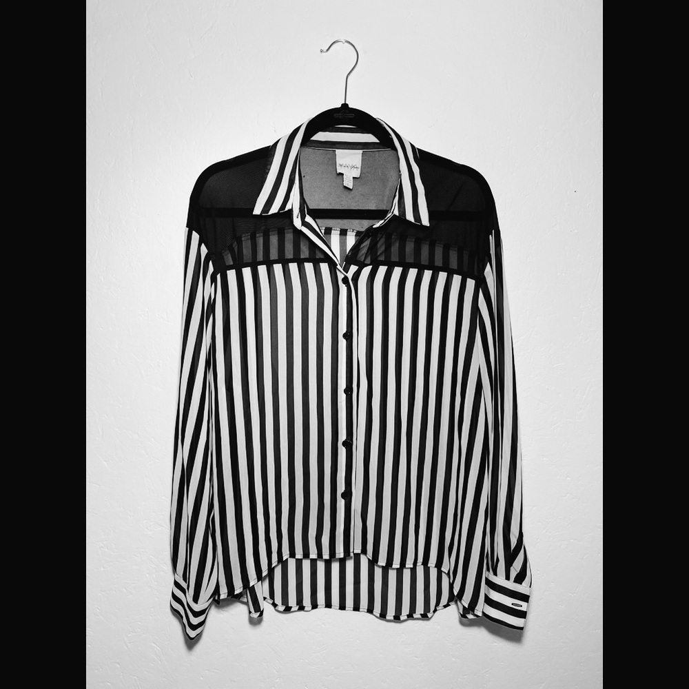 Ya Ya • Black & White Stripe Sheer Blouse